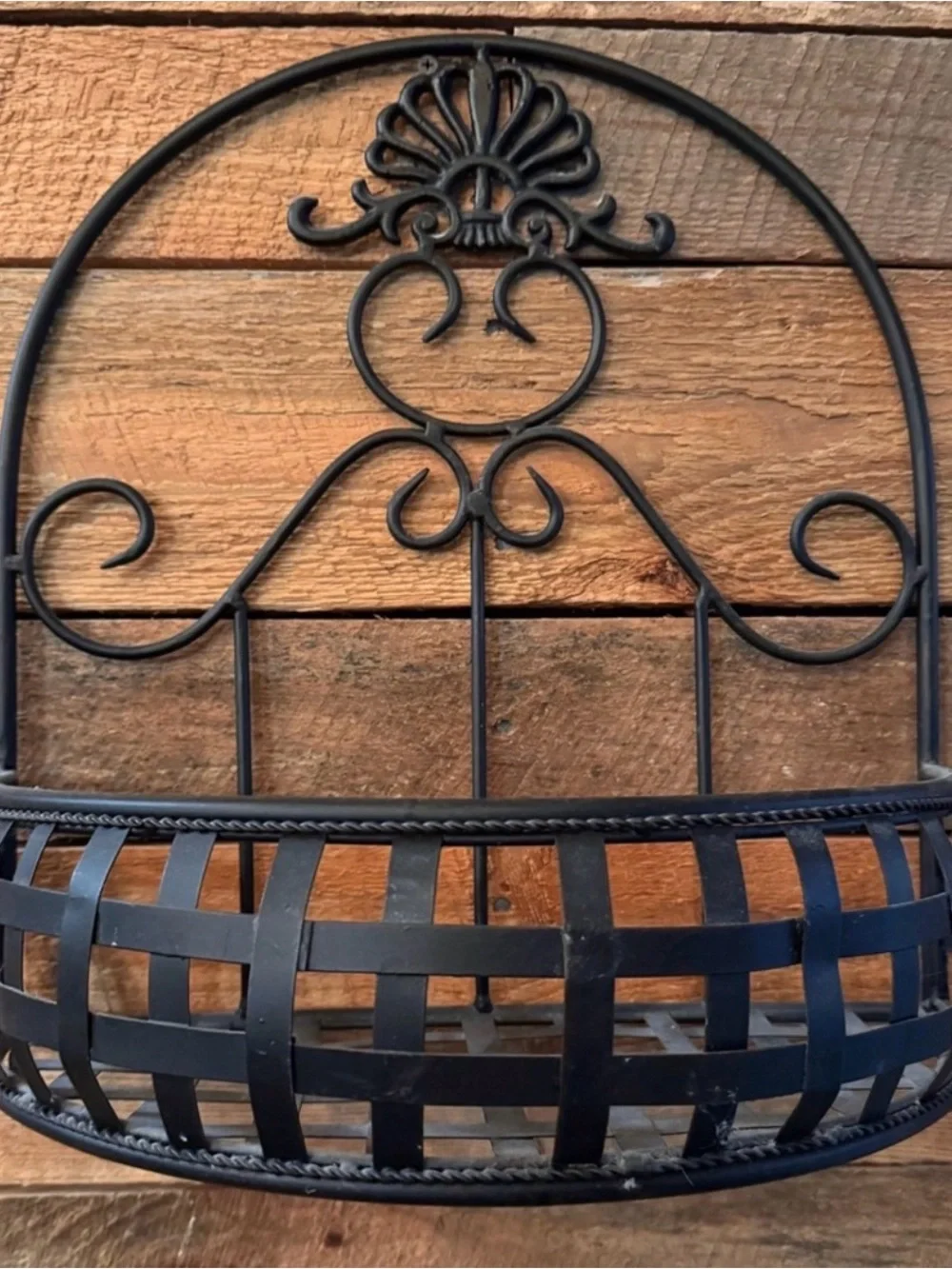 Black Metal Wall Basket Planter - Home Accents